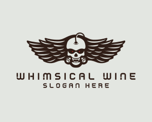 Angry Skull Wing logo design