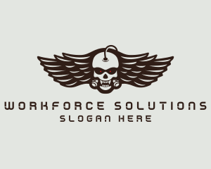 Angry Skull Wing logo design