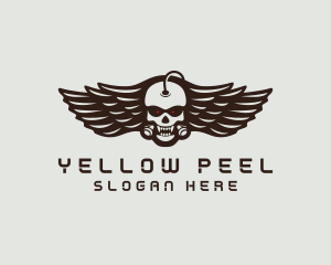 Angry Skull Wing logo design