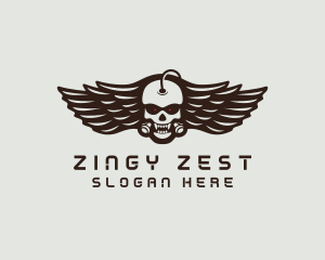 Angry Skull Wing logo design