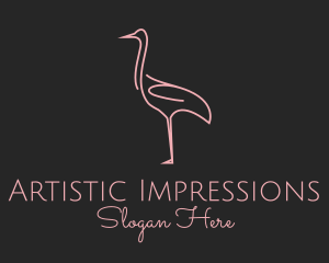 Pink Flamingo Monoline logo design