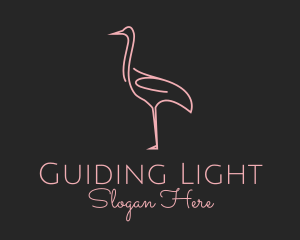 Pink Flamingo Monoline logo design