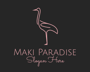 Pink Flamingo Monoline logo design