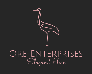 Pink Flamingo Monoline logo design