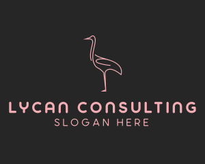 Pink Flamingo Monoline logo design