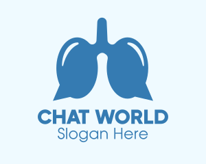 Blue Respiratory Lungs Chat logo design