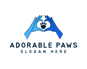 Heart Sign Pet Paw logo design