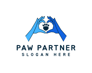 Heart Sign Pet Paw logo design