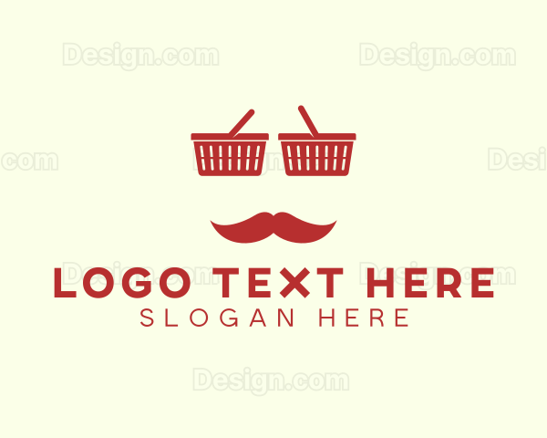 Shopper Man Mustache Ecommerce, Logo