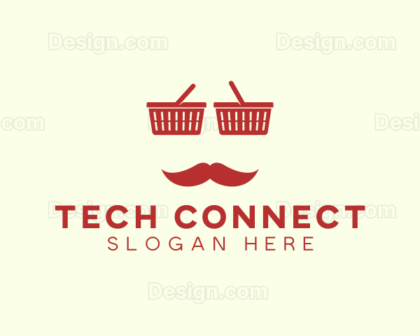 Shopper Man Mustache Logo