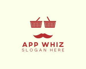 Shopper Man Mustache logo design