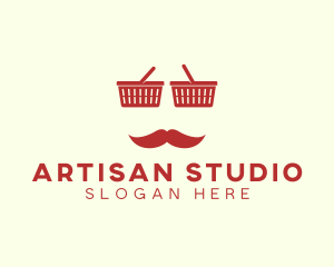 Shopper Man Mustache logo design