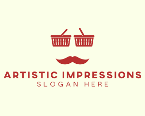 Shopper Man Mustache logo design