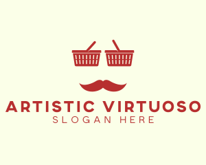 Shopper Man Mustache logo design