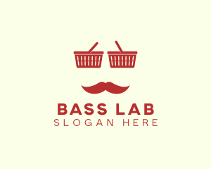 Shopper Man Mustache logo design