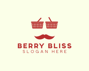 Shopper Man Mustache logo design