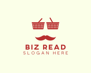 Shopper Man Mustache logo design