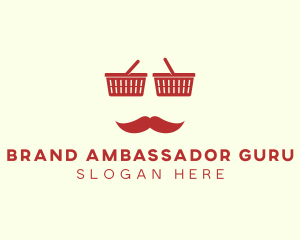 Shopper Man Mustache logo design