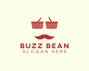 Shopper Man Mustache logo design