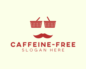 Shopper Man Mustache logo design