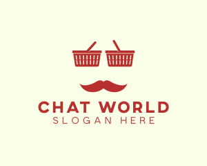 Shopper Man Mustache logo design