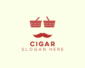 Shopper Man Mustache logo design