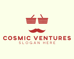 Shopper Man Mustache logo design