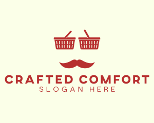 Shopper Man Mustache logo design