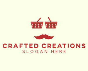 Shopper Man Mustache logo design