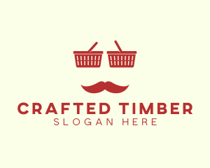 Shopper Man Mustache logo design