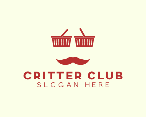 Shopper Man Mustache logo design