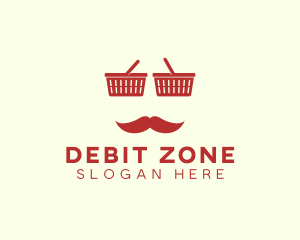 Shopper Man Mustache logo design