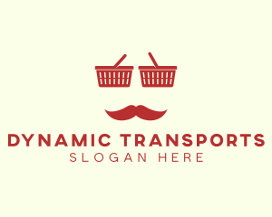 Shopper Man Mustache logo design