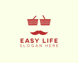 Shopper Man Mustache logo design