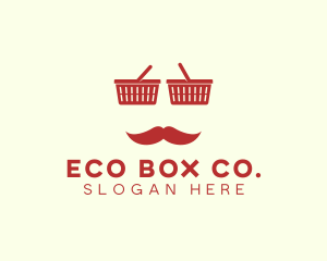 Shopper Man Mustache logo design