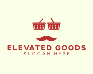 Shopper Man Mustache logo design