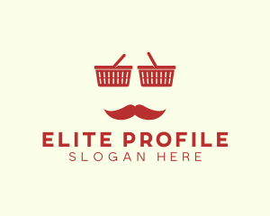 Shopper Man Mustache logo design