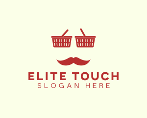 Shopper Man Mustache logo design