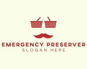 Shopper Man Mustache logo design