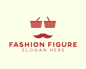 Shopper Man Mustache logo design