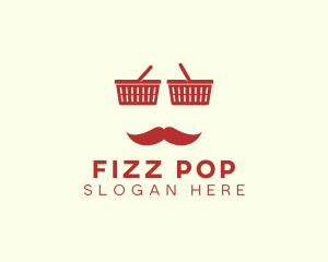 Shopper Man Mustache logo design