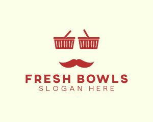 Shopper Man Mustache logo design