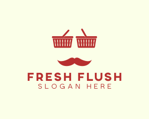 Shopper Man Mustache logo design