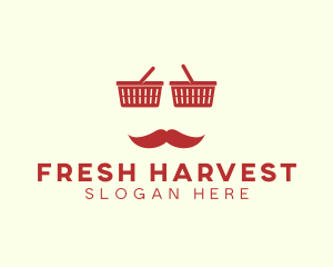 Shopper Man Mustache logo design