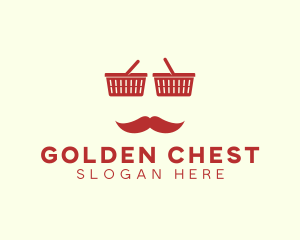 Shopper Man Mustache logo design