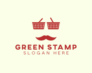 Shopper Man Mustache logo design