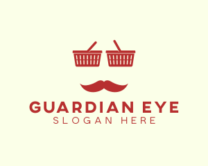 Shopper Man Mustache logo design