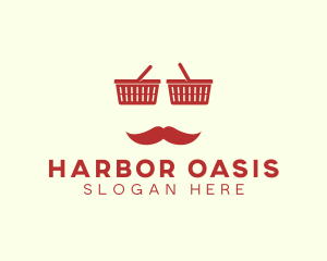 Shopper Man Mustache logo design