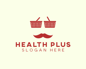 Shopper Man Mustache logo design