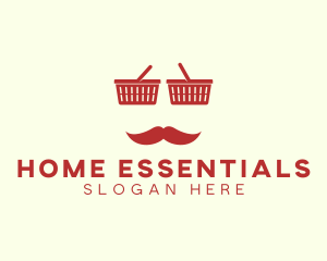 Shopper Man Mustache logo design